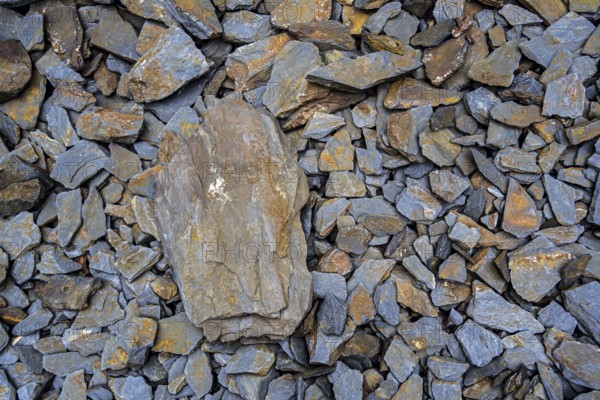 Rock debris in the Ballachulish slate quarry in Lochaber, Highland, Scotland, UK
