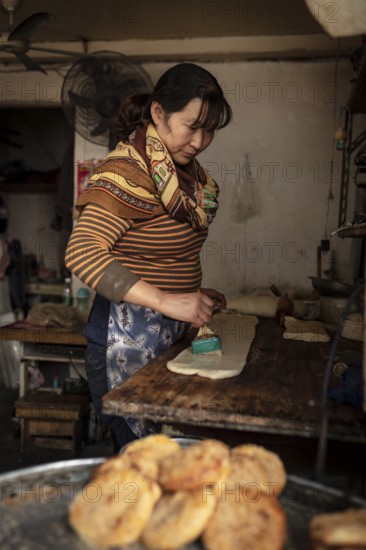 Cakes deep-fried in duck fat, 378 Lane Market, Nanjing, China, Asia