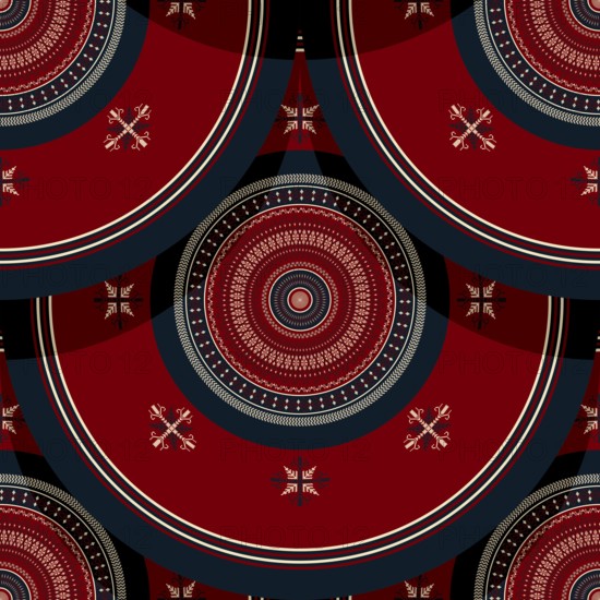 Seamless Latvian embroidery circular pattern, vector template for your design