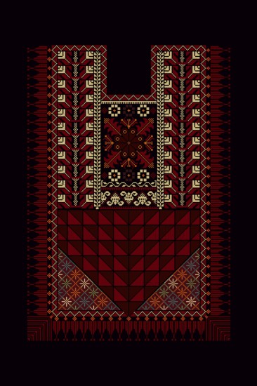 Embroidery vector Tatreez template, Palestinian fashion neck ornament