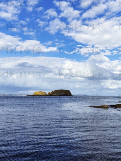 Sheep Island, coastline, Ballintoy Harbour, Causeway Coastal Route, Antrim, Northern Ireland, Great