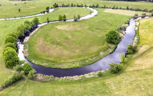 Aerial photo, natural course of the Spree, Mönchwinkel, 16 05 2023