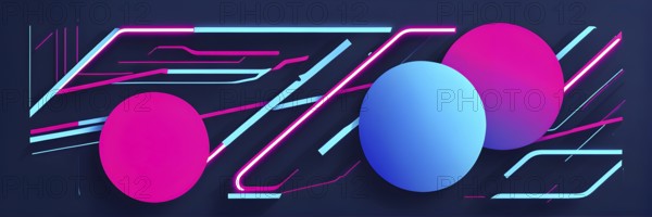 Abstract minimalist illustration theme in vibrant neon color accents symbolizing fun and ease, AI