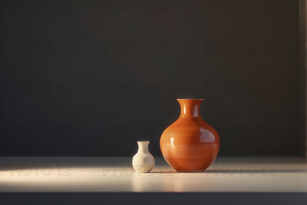 Minimalist ceramic vase composition, AI generated