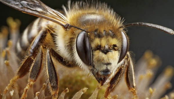 Animals, Symbol, Close-up of a bee, Honey bee, Apis mellifera, AI-generated, AI generated