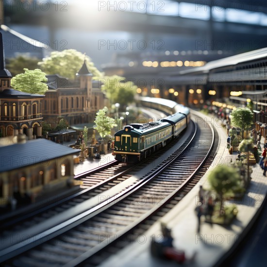 Scale model of a railway station, AI generated