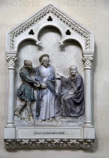 Jesus is condemned to death, stations of the cross, Ufford church, Suffolk, England, UK