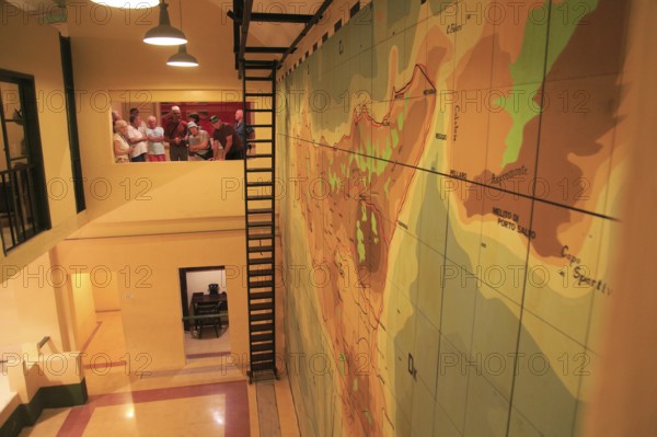 Wartime map planning invasion of Sicily, Lascaris War Rooms underground museum, Valletta, Malta,