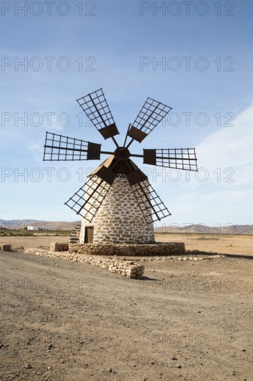 Traditional windmill at Tefia, Fuerteventura, Canary Islands, Spain, Europe
