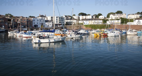 Boats moored in the harbour at Paignton, Devon, England, United Kingdom, Europe
