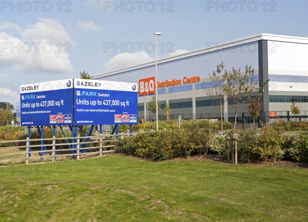 G Park advertising board for industrial units to let by Gazeley property developers, Swindon,