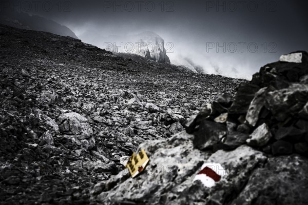 Rätikon mountains with cloudy sky, Tschagguns, Rätikon, Montafon, Vorarlberg, Austria, Europe