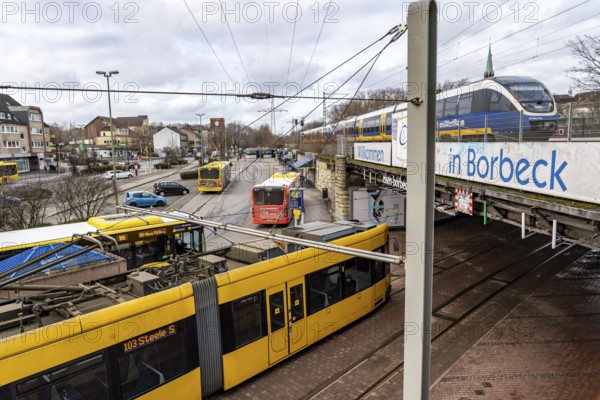 Ruhrbahn transport buses, at Essen-Borbeck S-Bahn station, interface between rail transport,