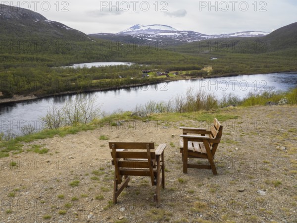 Seats provided for tourist at a vantage point on side of the 895 road, to admire the view across