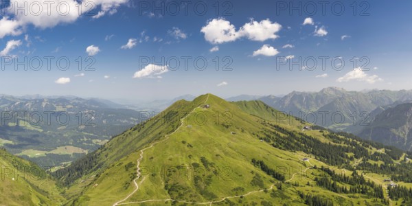 Panorama from the Kanzelwand, 2058m to the Fellhorn, 2038m, Oberallgäu, Allgäu, Bavaria, Germany,