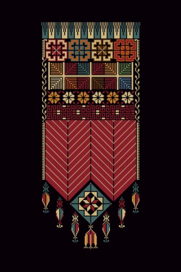 Embroidery vector Tatreez template, Palestinian fashion neck ornament