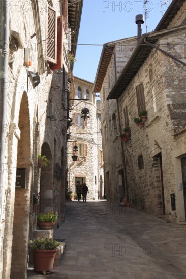 Street in the historic centre of Assisi, Umbria, Italy, Europe