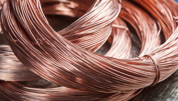 Metal, copper, copper wire on a roll for further processing