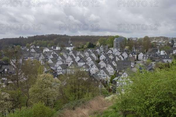 Panoramic view of the historic old town, Alter Flecken, 17th century, Freudenberg, North