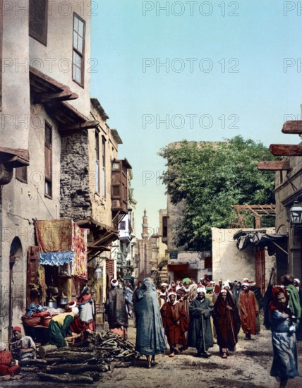 Cairo, Egypt, Arabian funeral procession, 1890, Historic, digitally restored reproduction from a