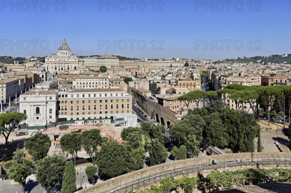 View from Castel Sant'Angelo to the Cathedral, St Peter's, St Peter's Basilica, Vatican Square,
