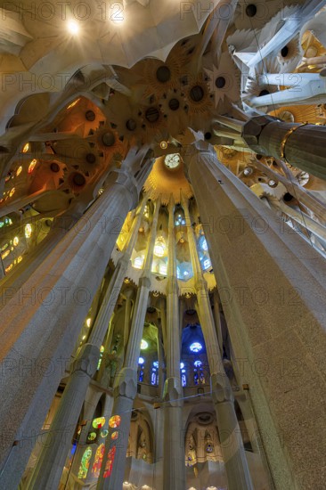 Interior of the Sagrada Família, Church of the Atonement of the Holy Family, architect Antoni
