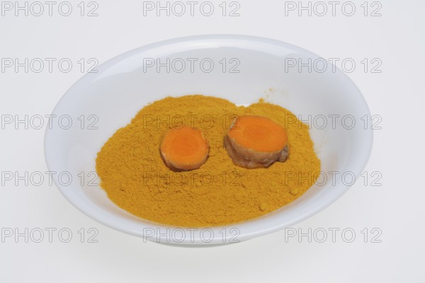 Turmeric (Curcuma longa) or curcume, yellow ginger, saffron root, turmeric, plant species of the