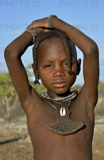 Himba girl, portrait, Omohanja, Kaokoland, Kunene, Namibia, Africa