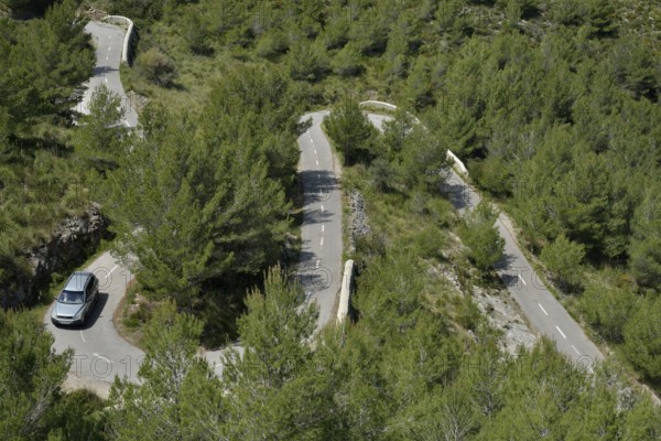 Serpentine road from Artà to the Ermita de Betlem, Parc Natural Peninsula de Llevant, near Arta,