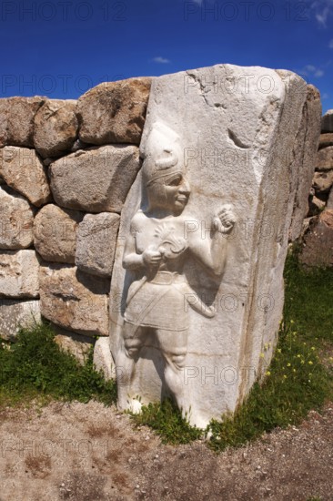 Hittite relief sculpture on the Kings gate to the ancient Hittite capital Hattusa, a UNESCO World