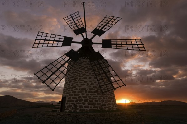 Fuerteventura, Canary Islands, Windmill in Tefia, Spain, Europe