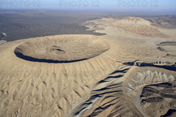Harrat Khaybar volcanic landscape, aerial view, near Khaybar, Medina Province, Saudi Arabia,