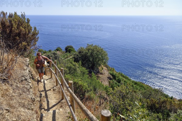 Hiking trail from Riomaggiore to Manarola, Cinque Terre, Province of La Spezia, Liguria, Italy,