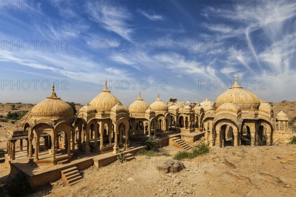 Bada Bagh ancient cenotaphs in Jodhpur, Rajasthan, India, Asia