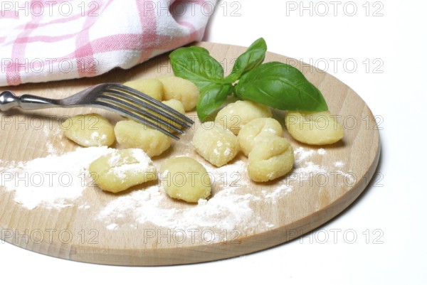 Potato gnocchi, gnocchi di patate, pasta, pasta, raw, uncooked, fork