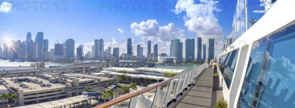 Cruise ship departing to Caribbean vacation from Miami port