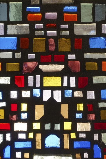 Glass blocks, coloured glass, cemetery near the parish church of St. Mauritius, Langenenslingen,