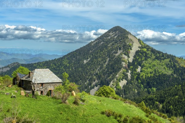 Scenic View of Dome-Shaped Volcanic Peaks (Sucs) in the Monts d'Ardeche Regional Natural Park.