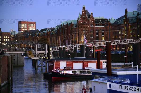 Europe, Germany, Hamburg, historic warehouse district, view from the customs canal to the former