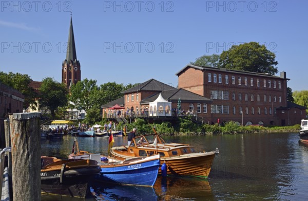 Europe, Germany, Lower Saxony, Buxtehude, Hamburg Metropolitan Region, Este, harbour, waterfront