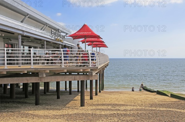 The Boardwalk cafe bar on the pier at Felixstowe, Suffolk, England, UK