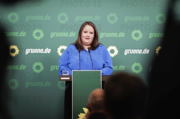Ricarda Lang, Federal Chairwoman of Bündnis 90/Die Grünen, recorded during a press conference in