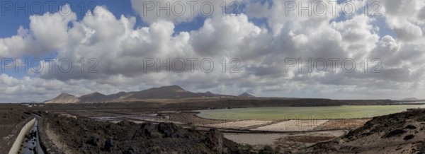 Sea salt extraction, Janubio salt works, Salinas de Janubio, Lanzarote, Canary Islands, Spain,