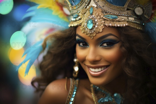 Captivating image capturing the essence of the Rio Carnival, showcasing a dancer adorned in an