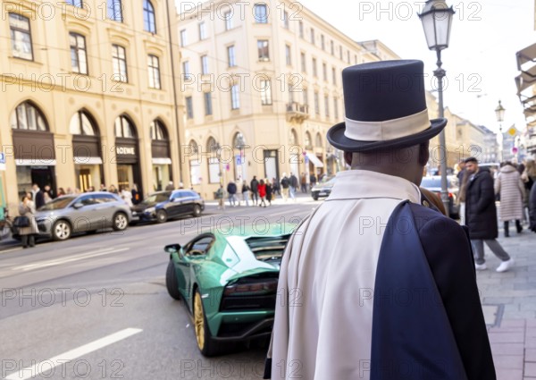 Maximilianstraße Munich on a normal Saturday, Ferrari and other luxury cars on the fashionable and