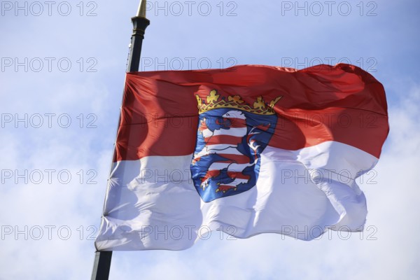 Flag of Hesse in the state capital Wiesbaden