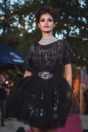 Model at Harald Glööckler's first Fashion Night for his new fashion collection Teuber by HARALD