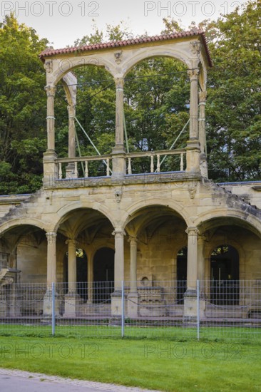 Lusthausruine Stuttgart in the middle palace garden, palace park, staircase of the former