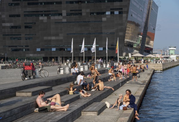 Summer, swimming in the harbour of Copenhagen, there are official bathing places, harbour baths and