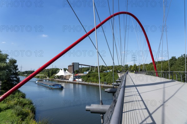 Nordsternpark, former site of the Nordstern colliery, double arch bridge over the Rhine-Herne Canal